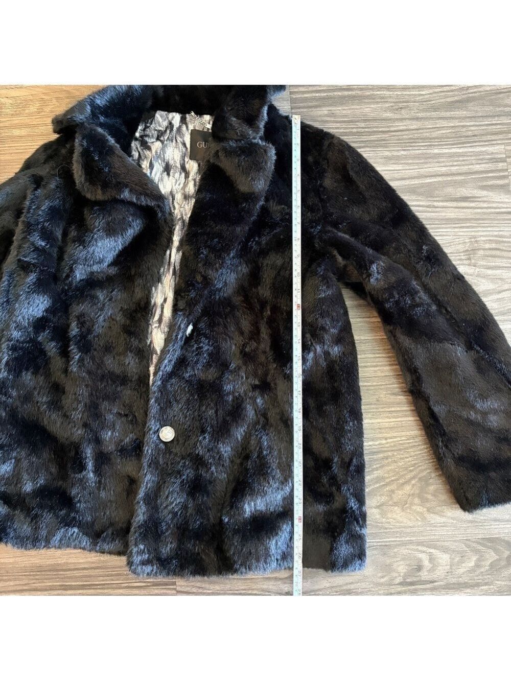 GUESS Women's Filomena Faux-Fur Jacket Black Cozy Medium - Picture 9 of 12